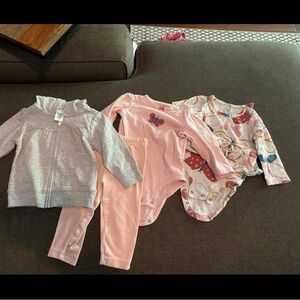 Carter's Pink and Gray Girls' Matching Set - Jacket, Leggings & Bodysuits